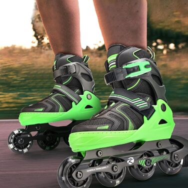 Роликові ковзани Kuxuan для дітей та підлітків, регульовані, зі світлодіодами, розмір Large (EU 37.5-41)