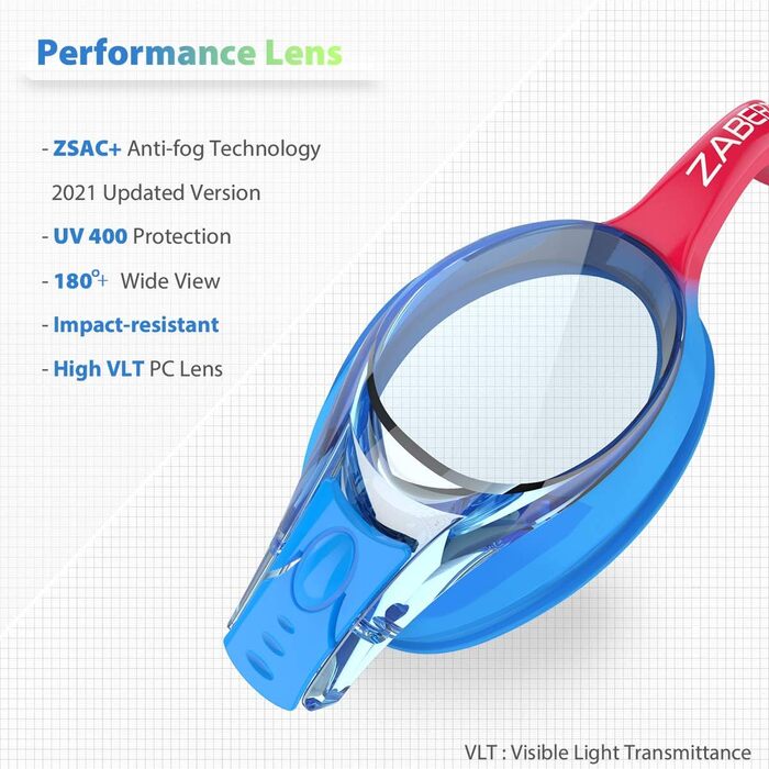 Дитячі окуляри для плавання K20 (2 шт.), антизапарник, захист від УФ, 3-10 років, блакитний + червоний