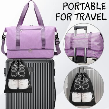 Спортивна сумка YOUYIKE для жінок та чоловіків 20-35Л, дорожня сумка з вельвету з відділенням для взуття та вологих речей, сумка для фітнесу, тренувань та подорожей (Коричнева, Лілова)