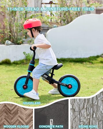 Дитяче велосипед UBRAVOO Fit 'n Joy 4-в-1: біговел, триколіс, велосипед з підтримкою, для дітей 2-5 років (блакитний)