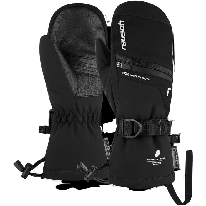 Дитячі гірськолижні рукавички Reusch Softshell з пуховим утеплювачем, чорно-сріблясті, розмір 5.5