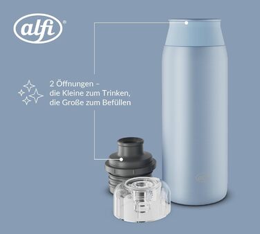 Пляшка для води alfi ELEMENT 600 мл, зелена матова, легка та герметична, з нержавіючої сталі, підходить для газованих напоїв, з гвинтовою кришкою, маленька, для посудомийки, без BPA