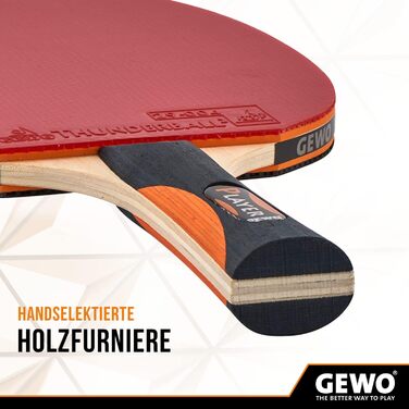 GEWO ракетка для настільного тенісу Player, ITTF, професійна, 2 мм накладка, висока контрольованість і максимальна обертальність, для атакувальних гравців