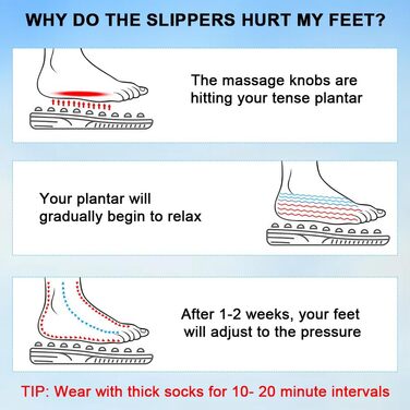Масажні тапочки для ніг ACWOO - масажер для стоп, для чоловіків та жінок, розмір 42-43, для покращення кровообігу та полегшення болю при п'яткової шпори та планарної фасціїті.