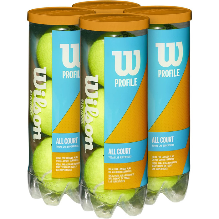 Тенісні м’ячі Wilson Prime All Court для всіх покриттів, жовті, 4 банки по 3 м’ячі (12 шт.)