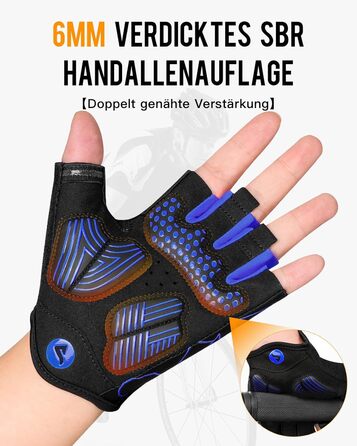 Велосипедні рукавички ATERCEL напівпальцеві для чоловіків - рукавички для велоспорту TB з SBR-подушками для їзди на велосипеді, фітнесу (Блакитний, S)