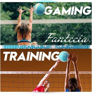 Волейбольний м'яч Fantecia з насосом, розмір 5, Soft Touch, для занять, гри, пляжу, басейну, синій