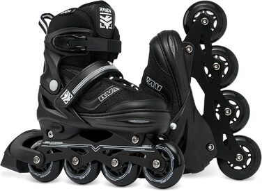 Інлайнери роликові ковзани RAVEN 2в1 для дітей та дорослих, регульовані 38-42 (25-27,5 см), Drill Black без клинка