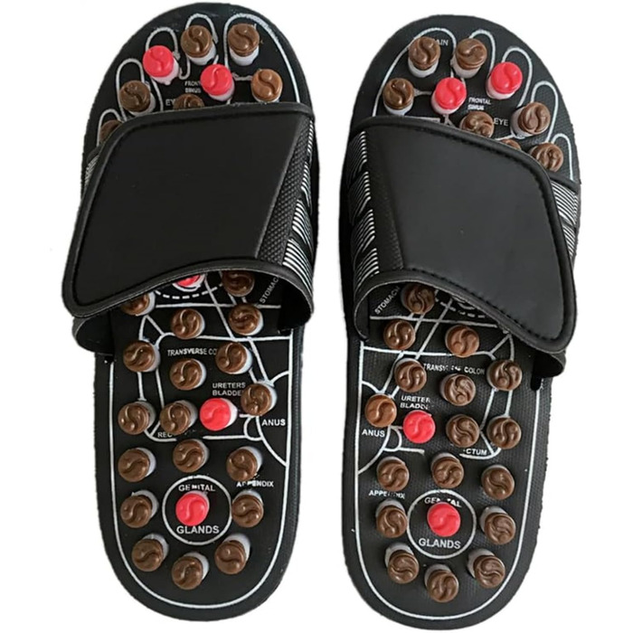 Домашні тапочки з акупресурою, масажер для ніг, сандалії з точками впливу, тапочки для масажу ніг, акупресура, тапочки, зняття стресу, ручні масажери (38–39), подарунок для мами та тата 38-39