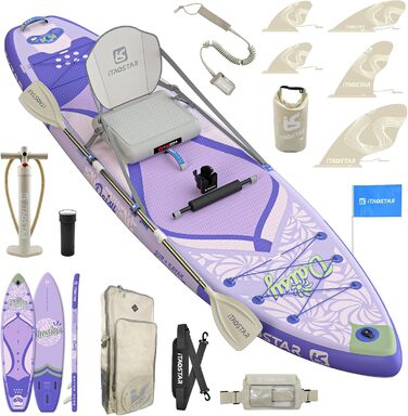 Надширока надувна SUP-дошка iTAOSTAR Daisy 35' для дорослих і підлітків, покращена стійкість, преміум аксесуари, фіолетово-лілова