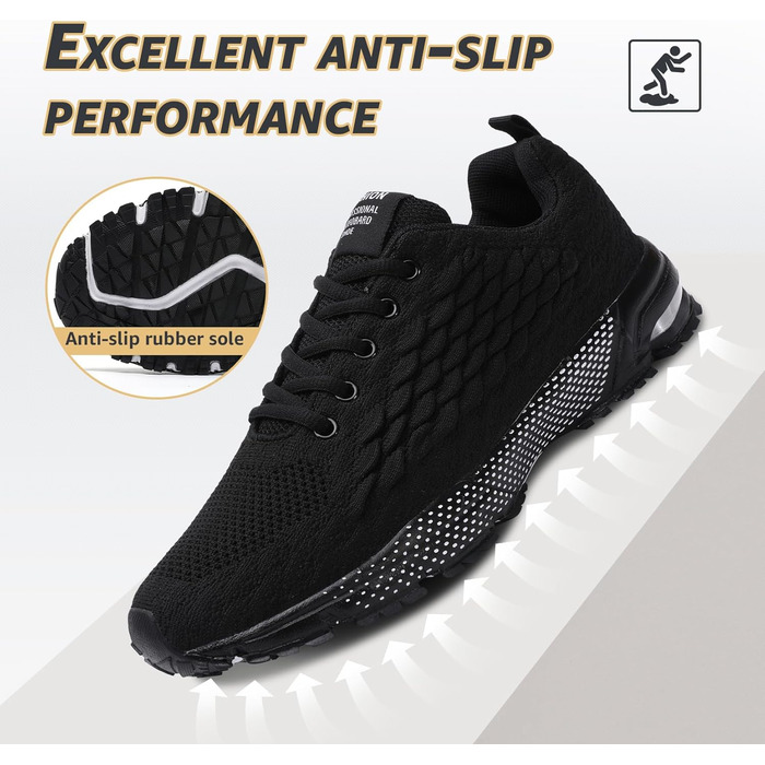 Чоловічі кросівки ASHION для бігу та занять спорту. Дихаючі, легкі, чорного кольору (44 EU)