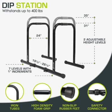 Стійка для віджимань ProsourceFit Dip Stand, міцна універсальна станція з безпековим з'єднувачем для трицепсів, підтягувань, віджимань та L-сітів, чорна