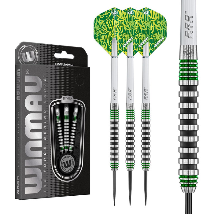 Дротики для дартсу WINMAU Advance 500 Series 22 г з зеленими оперенням і стержнями