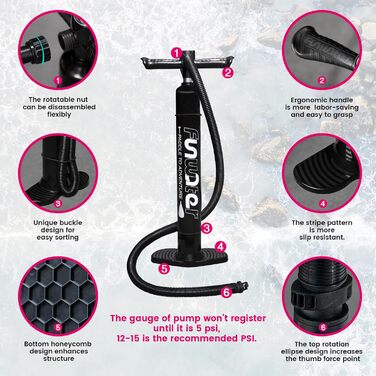 Надувний SUP-борд FunWater 10'6'-11'6' TIKI ROSA з аксесуарами: весло, насос, антиковзаюче EVA-покриття