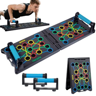 Лежанка для віджимань 24 в 1, складана, з ручками для тренування м'язів. Підходить для чоловіків та жінок (Чорний)