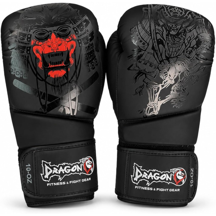 Боксерські рукавички Yakuza для Muay Thai, кікбоксингу та спарингу (16 Oz) з бинтами та капую, чорні — набір для тренувань 3 в 1