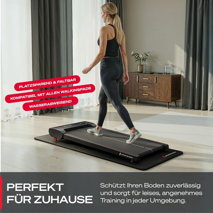 Складаний килимок для захисту підлоги під бігову доріжку Walking Pad Sportstech BS300, водонепроникний та шумопоглищаючий, 160×74 см, товщина 6 мм, для домашнього спортзалу