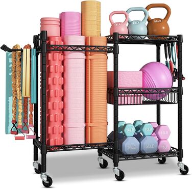 Стійка для гантелей та обладнання для фітнесу - 3 яруси, міцна сталева конструкція, 91.5 x 30 x 82.5 см, до 120 кг