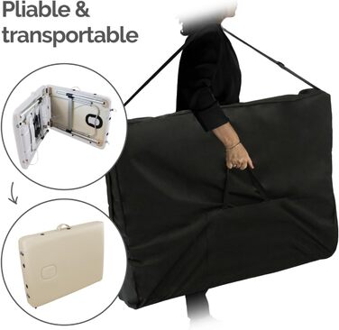 Складаний масажний стіл Vivezen з 2 зонами з алюмінію + аксесуари та сумка для транспортування (Бежевий)