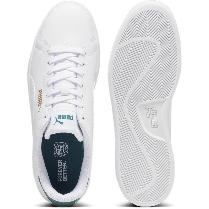 Кросівки PUMA Smash 3.0 L унісекс, білі з малахітовим та золотим кольором, розмір 42 EU