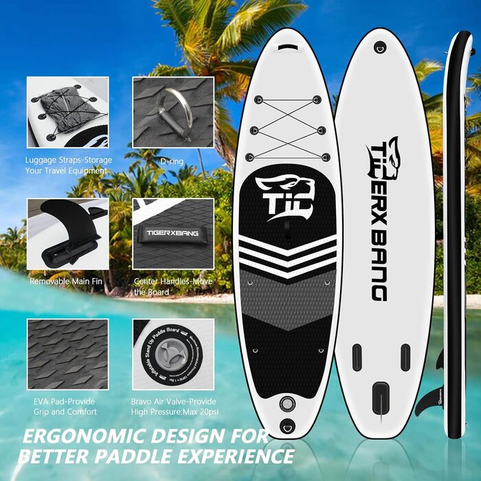 SUP дошка Tigerxbang надувна з повним комплектом аксесуарів для Stand Up Paddling