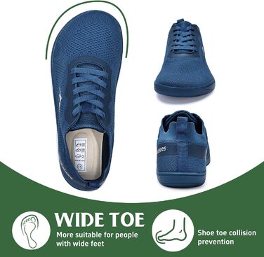 WateLves Легкі дихаючі кросівки для ходьби та тренувань, мінімалістичні трейлранні кросівки для жінок та чоловіків (37 EU, Синій)