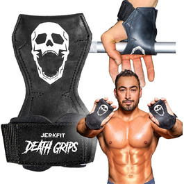 JerkFit Death Grips – ультра преміум лямки для тяги, підтягувань і важкої атлетики, з м'якою підкладкою, захистом долоні та посиленим хватом