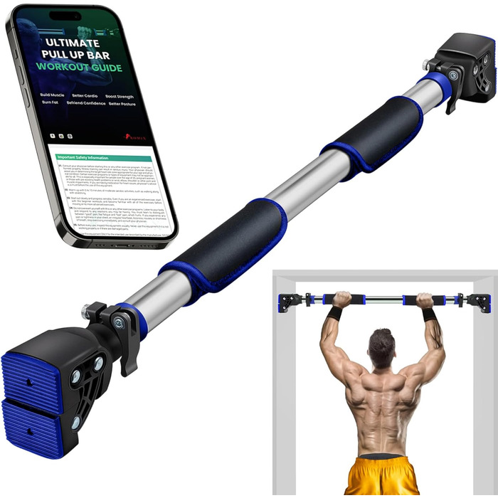 Климмер для турніків ROMIX на двері, регульований 72-97 см, максимальне навантаження 200 кг, з інструкцією для тренувань