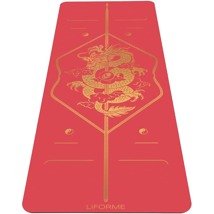 Йога-мат Liforme Zodiac Dragon Red — екологічний, нековзкий, з унікальною системою розмітки, біорозкладний