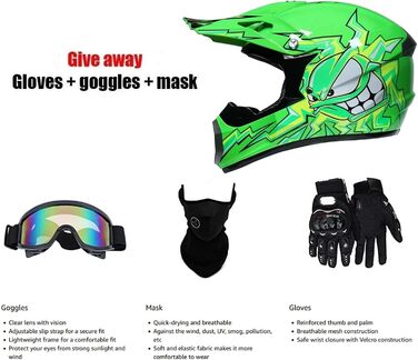 Дитячий мотокросовий шолом Fullface для MTB, ABS, з рукавичками, маскою та окулярами, шолом для кросового мотоцикла, ендуро, Downhill, ATV