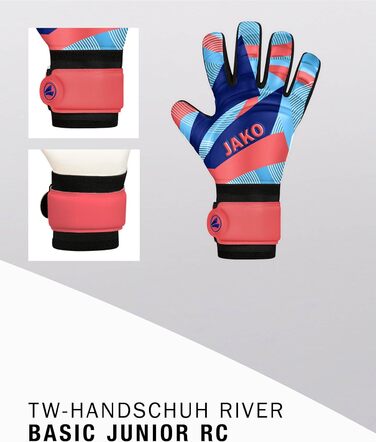 Воротарські рукавички JAKO River Basic RC Kids дитячі корал/блакитний/темно-синій
