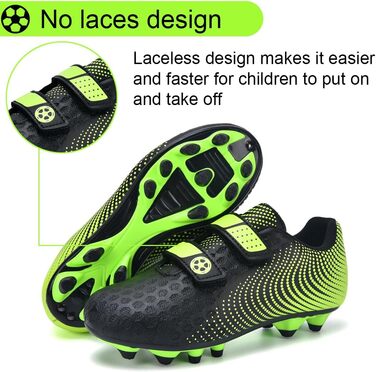 Дитячі футбольні бутси для хлопчиків та дівчаток, низькі, для тренувань та занять спорту на відкритому повітрі, унісекс, розмір 28-37 (37 EU, чорний/зелений)