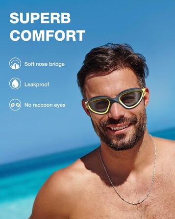 Окуляри для плавання ZIONOR G1 - поляризовані, унісекс, для дорослих та жінок, антизапітніння, 100% захист від УФ, один розмір (G1 MAX, G1-MAX-polarisierte SchwarzGold-Rauch)