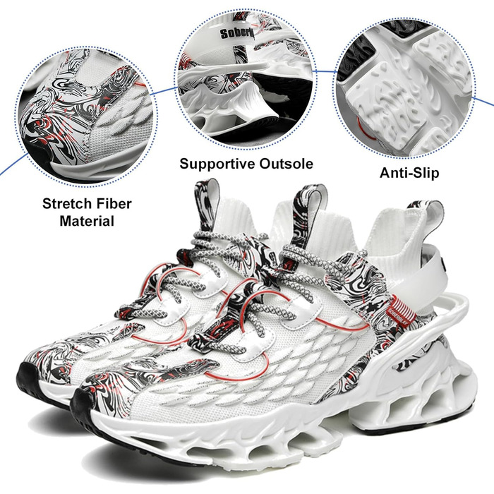 Чоловічі бігові кросівки для вулиці: легкі, зручні, дихаючі, з антиковзкою підошвою. Ідеальні для спорту, фітнесу, джогінгу та активного відпочинку. Розмір 41.5 EU, колір білий.