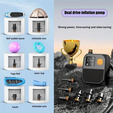 Електричний надувний насос 8000mAh з акумулятором для SUP, матраців, човнів, басейнів та іграшок у воді