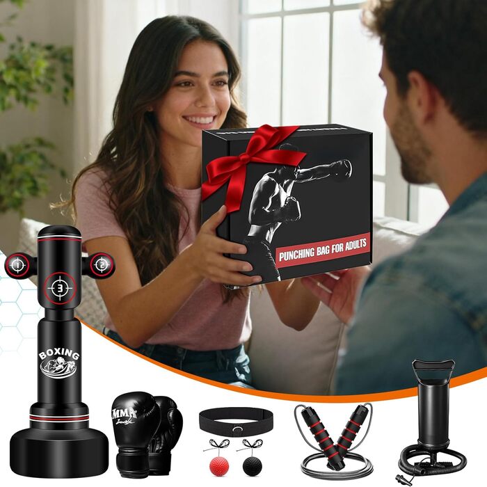 Боксерський мішок NZQXJXZ для дорослих з рукавичками, насосом та скакалкою, 180 см, для MMA та фітнесу