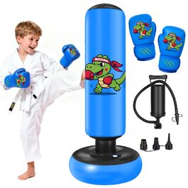 Дитячий боксерський мішок Ninonly 130 см з рукавичками для боксу, карате та тхеквондо для хлопчиків та дівчаток, динозавр