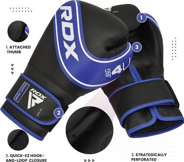 Дитячі боксерські рукавички RDX 6oz 4oz для тренувань, штучна шкіра, вентиляція, Muay Thai, MMA, кікбоксинг, сині