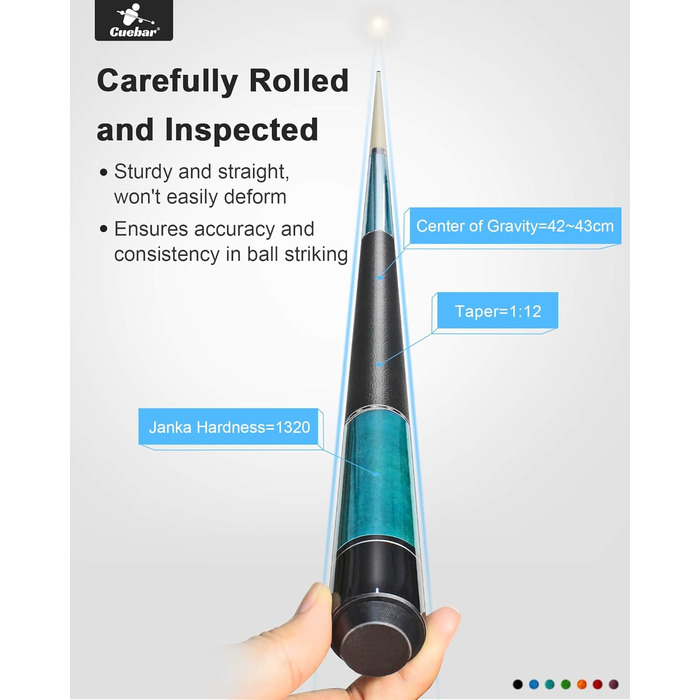 Набір київ для більярду CUEBAR (2 шт.), 58 дюймів, для дорослих, з імітацією шкіряної ручки, 2 кольори та ваги.