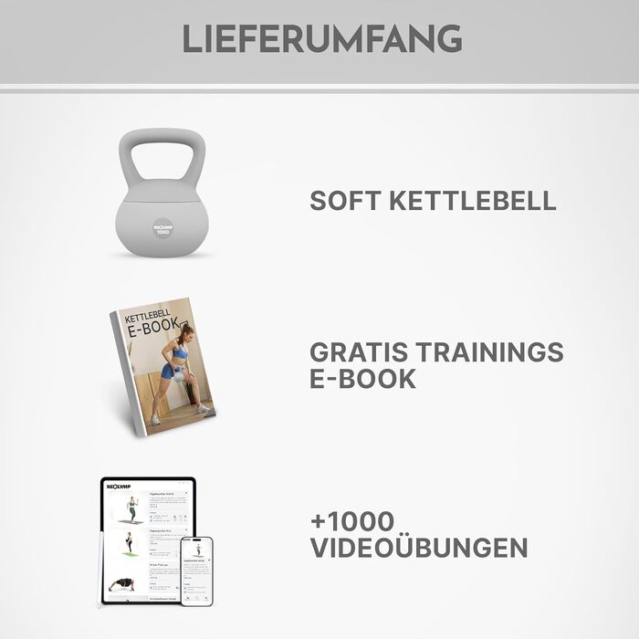 NEOLYMP Soft Kettlebell: М'яка гантеля для фітнесу з регулюванням ваги 2-12 кг. Безшумна, з амортизацією, з ергономічною ручкою. Ідеальна для дому.