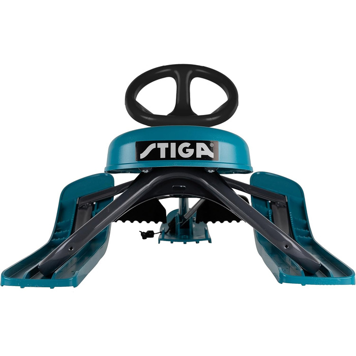 Санки STIGA Snowracer Iconic для дітей від 5 років, міцна сталева рама, гальмо, буксирувальний трос, до 80 кг, синьо-зелені/чорні — ідеальні для зимових розваг