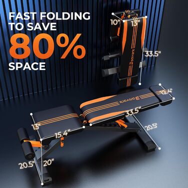 Складана лава для тренувань 400 кг, регульована, для фітнесу та силових тренувань, багатофункціональна, для дому та спортзалу