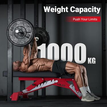 Лежанка для тренажерів YOLEO, професійна, регулюється, до 1000 кг, зі спинкою, що регулюється, для дому