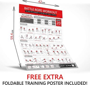 Battle Rope Next Alpha 38/50 мм, 9/12/15 м з чохлом, анкером і постером для тренувань