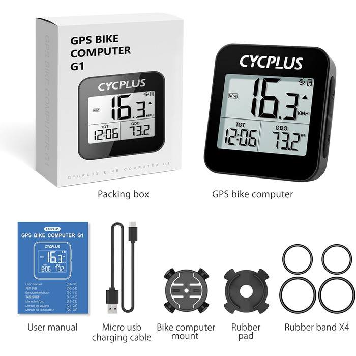 GPS велосипедний комп'ютер CYCPLUS G1, бездротовий велоспідометр, водонепроникний IPX6, лічильник кілометрів, чорний