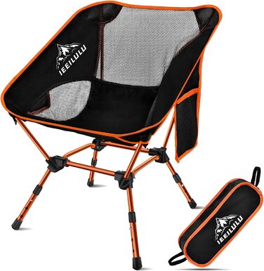Складний туристичний стілець IEEILULU, 130 кг, для кемпінгу, пікніків, риболовлі, відпочинку на природі та подорожей. Оранжевий колір