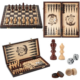 Настільна гра 3-в-1: шахи, нарди, шашки Master of Chess XL 40 см, ручна робота, дорожній набір, турнірні фігури