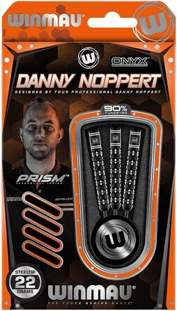 Дартси WINMAU Danny Noppert Freeze Edition, 90% вольфрам, 22 г, з м'якими і сталевими наконечниками, з оперенням і стрижнями, професійні