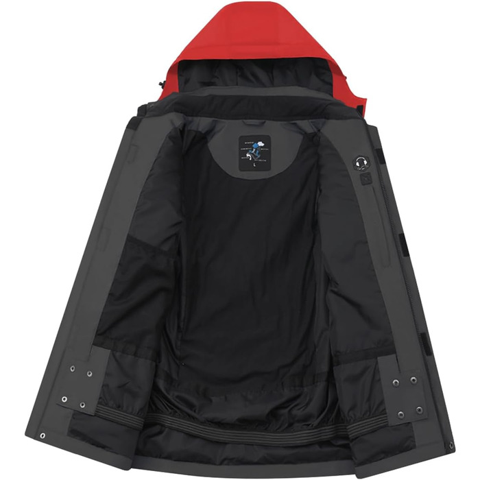 Чоловіча водонепроникна лижна куртка PHIBEE, зимова, тепла, від вітру, з капюшоном, червоно-сіра, XXL