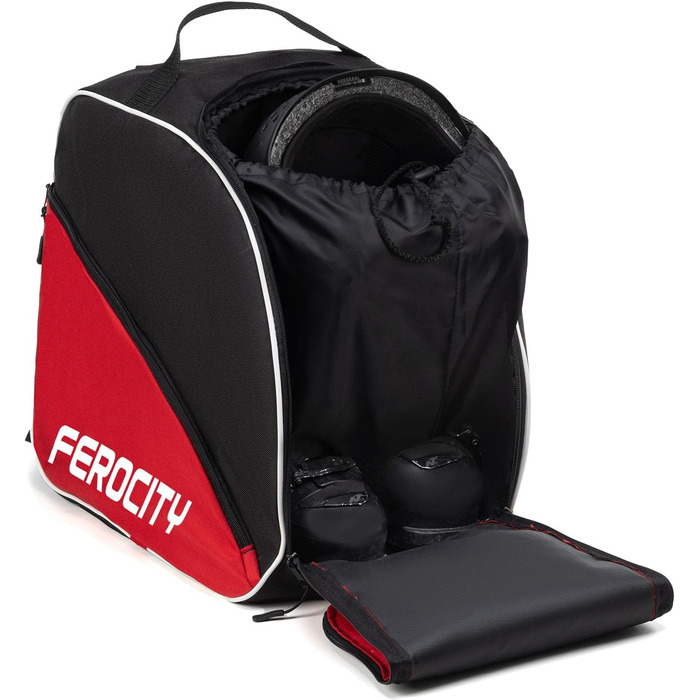 Набір для лижного спорядження Ferocity Premium: сумка для лиж, черевиків, шолома та аксесуарів (червоний/чорний)